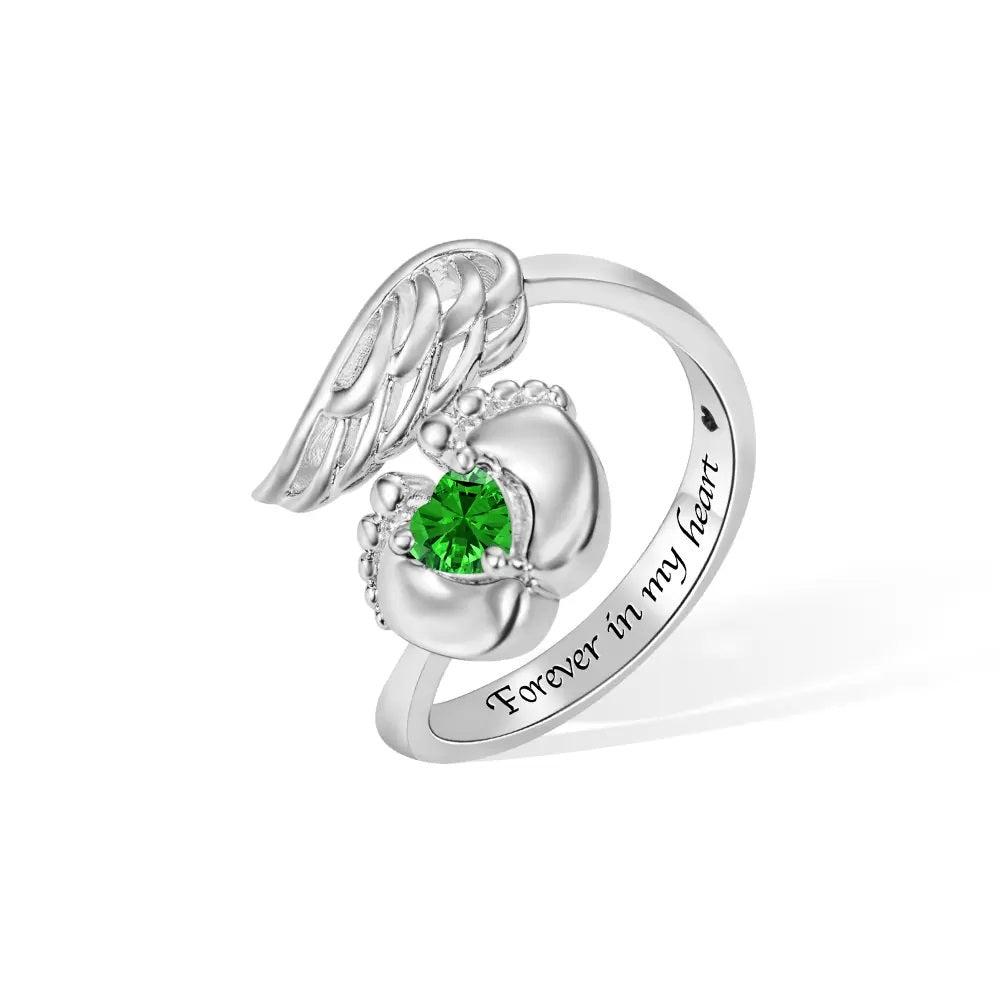 Baby Feet & Angel Wing Ring - United Bracelets