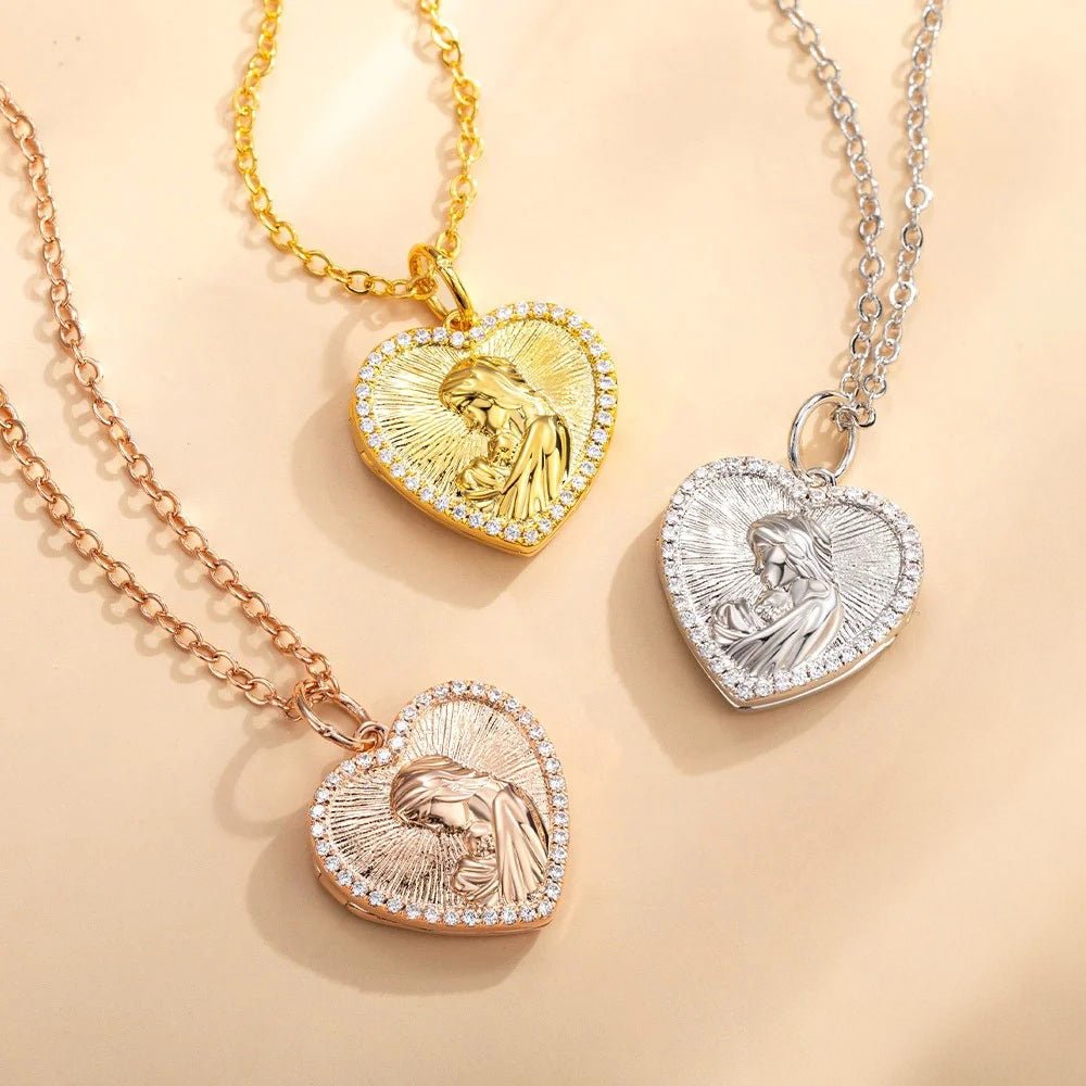 Embossed Mother & Child Photo Locket - United Bracelets