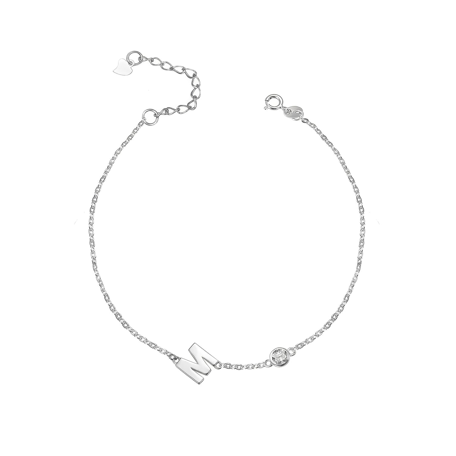 Sideways Initial Birthstone Name Bracelet