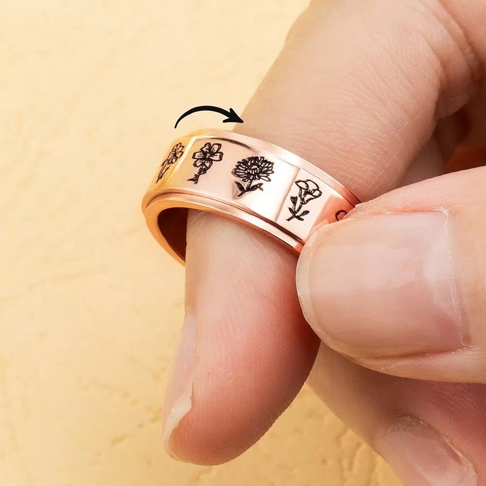 Birth Flower Fidget Ring - United Bracelets