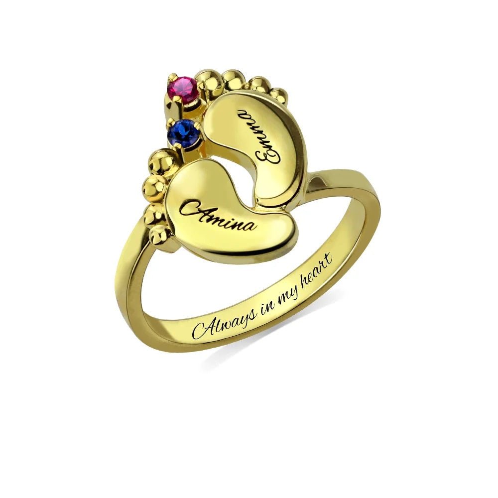 Birthstone Baby Feet Ring - United Bracelets