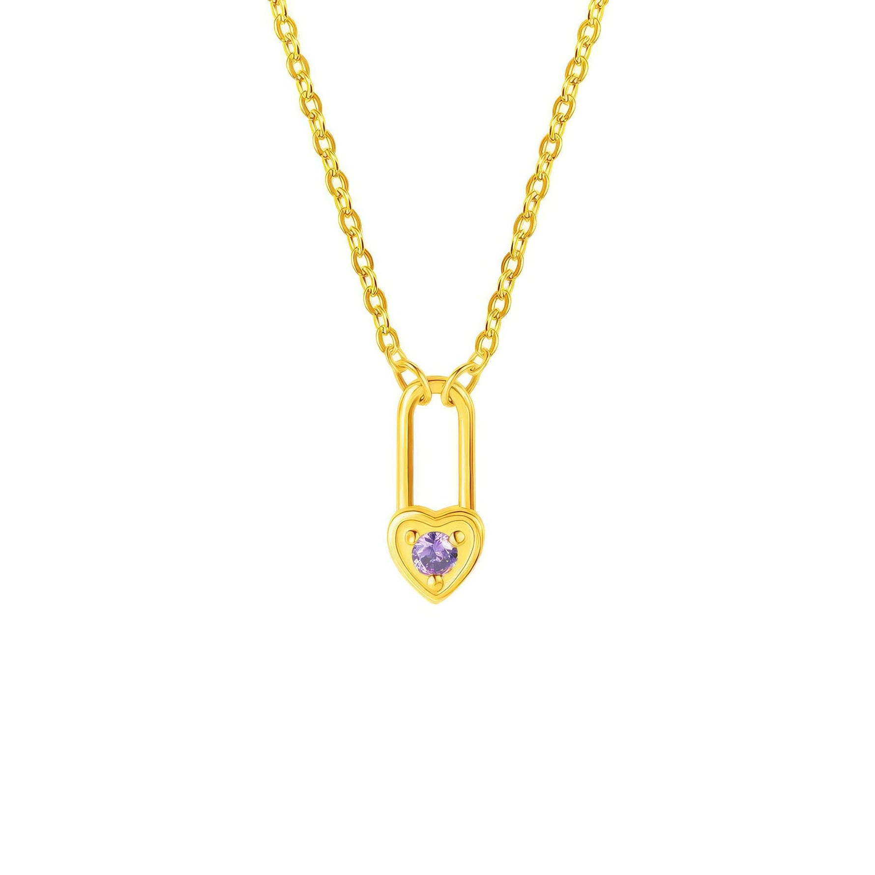 Birthstone Heart Lock Necklace - United Bracelets