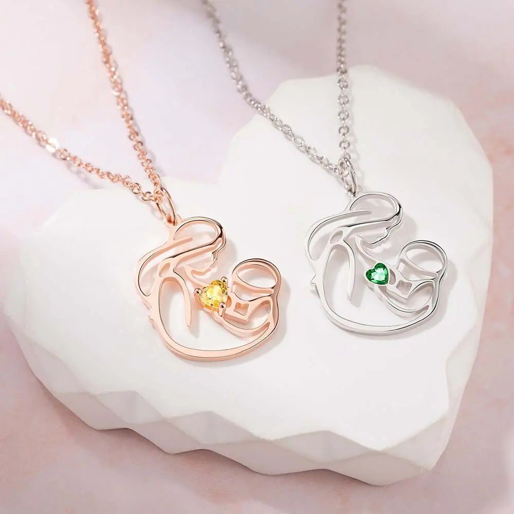 Birthstone Heart Mother &amp; Baby Pendant - United Bracelets