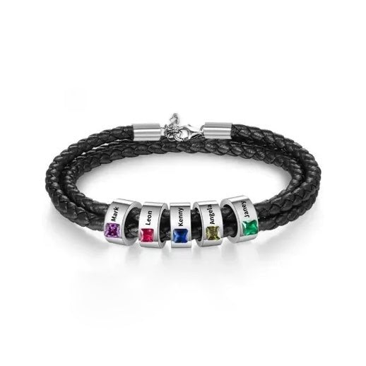 Braided Leather Birthstone Bracelet - United Bracelets