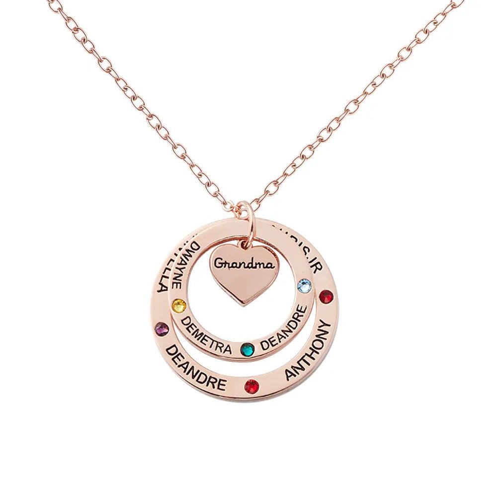 Circle of Love Name Necklace with Custom Birthstones - United Bracelets