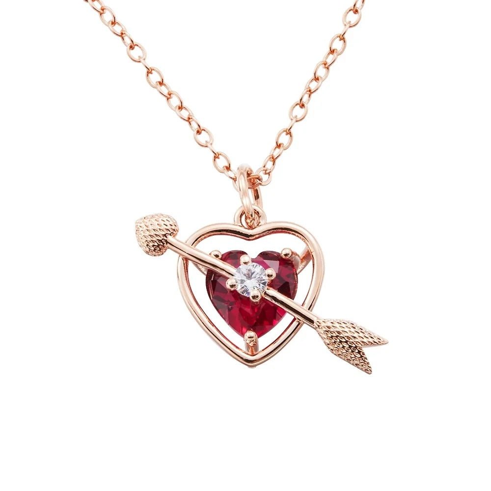 Cupid Arrow &amp; Heart Necklace with Personalised Birthstone - United Bracelets