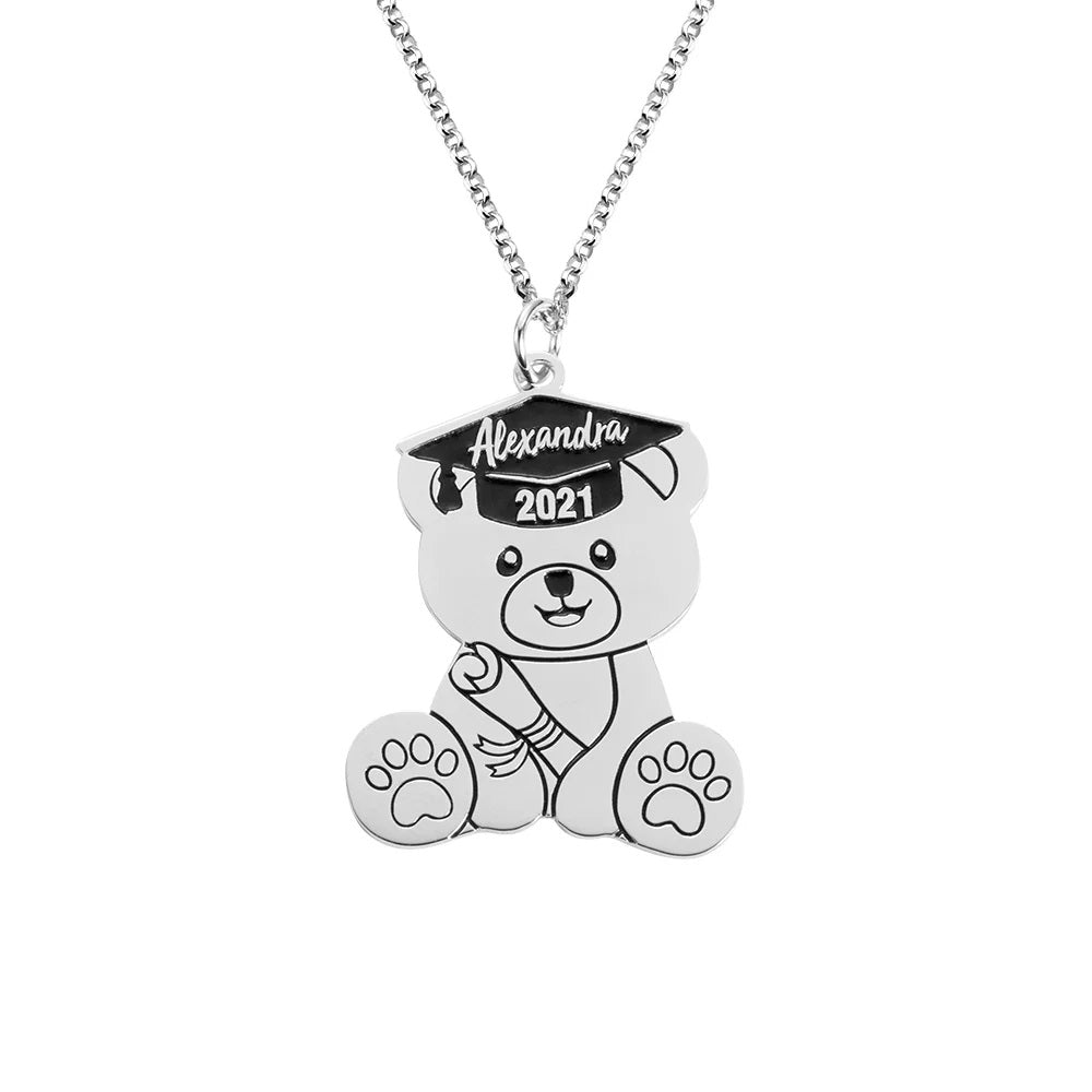 Custom Graduation Bear Necklace - United Bracelets