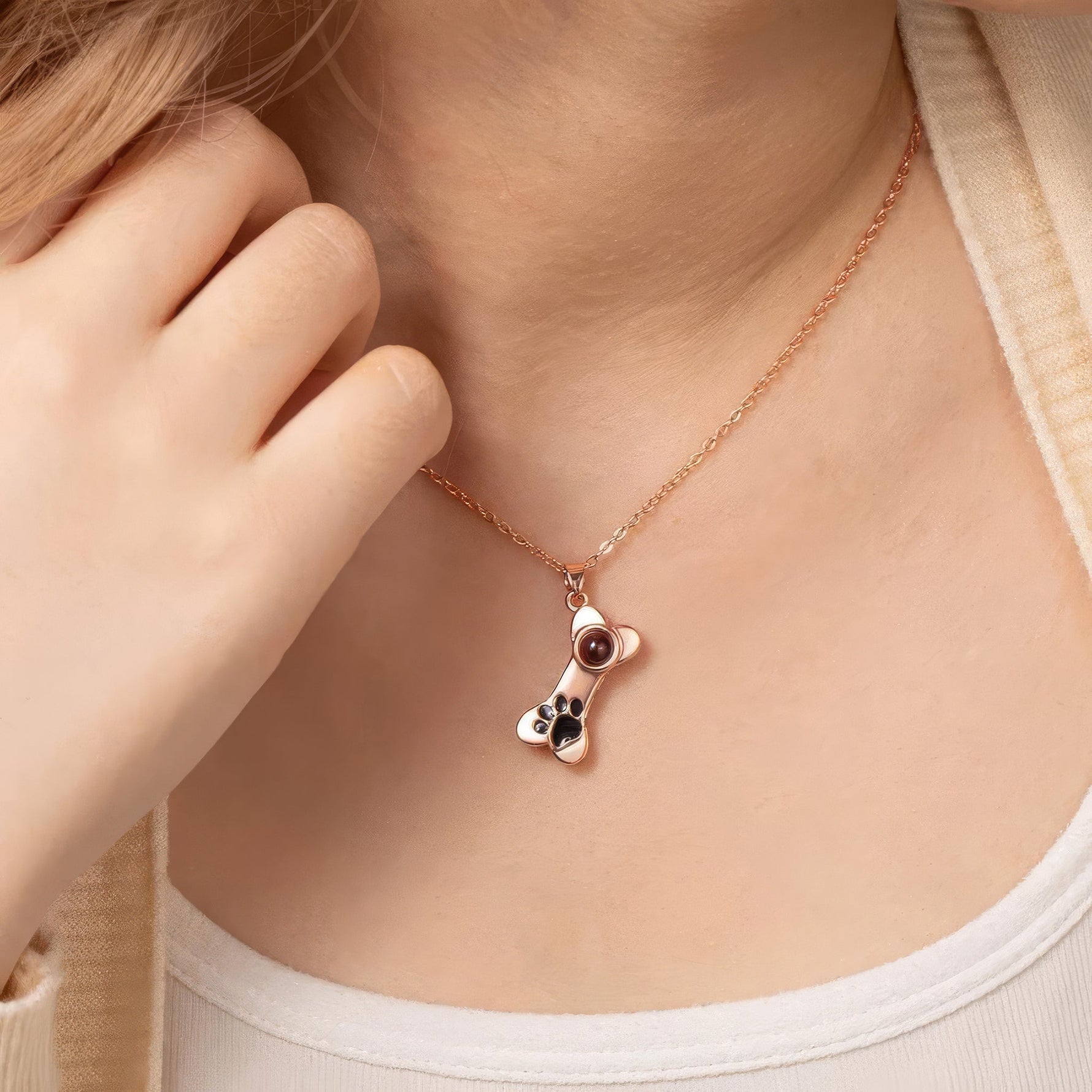 Dog Bone & Pawprint Projection Necklace - United Bracelets