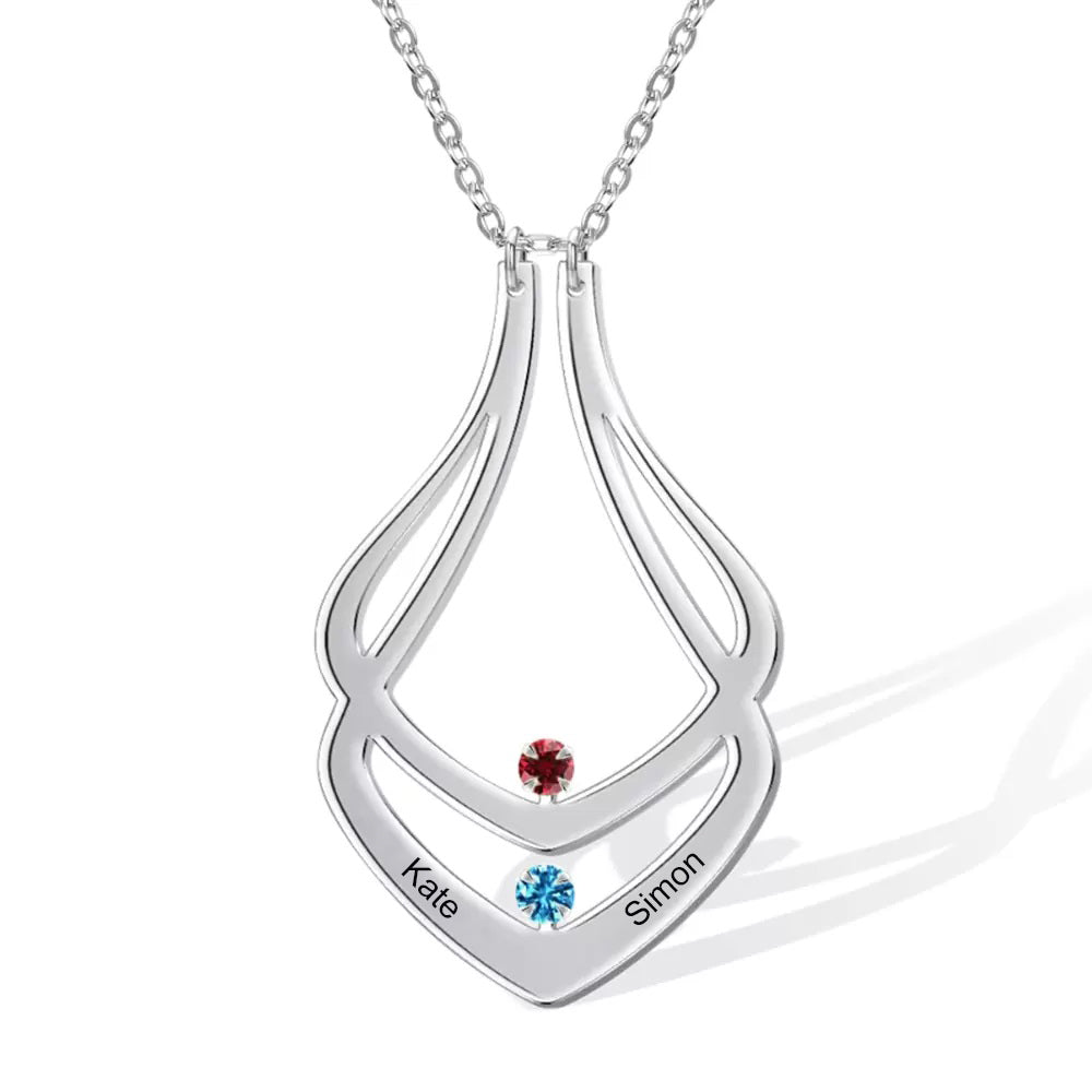 Double Birthstone Ring Keeper Necklace - United Bracelets