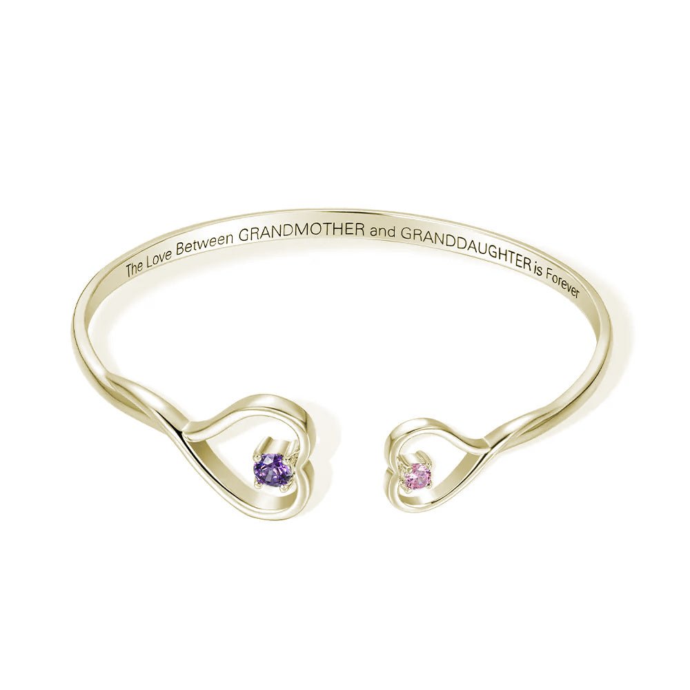 Double Heart Birthstone Cuff - United Bracelets