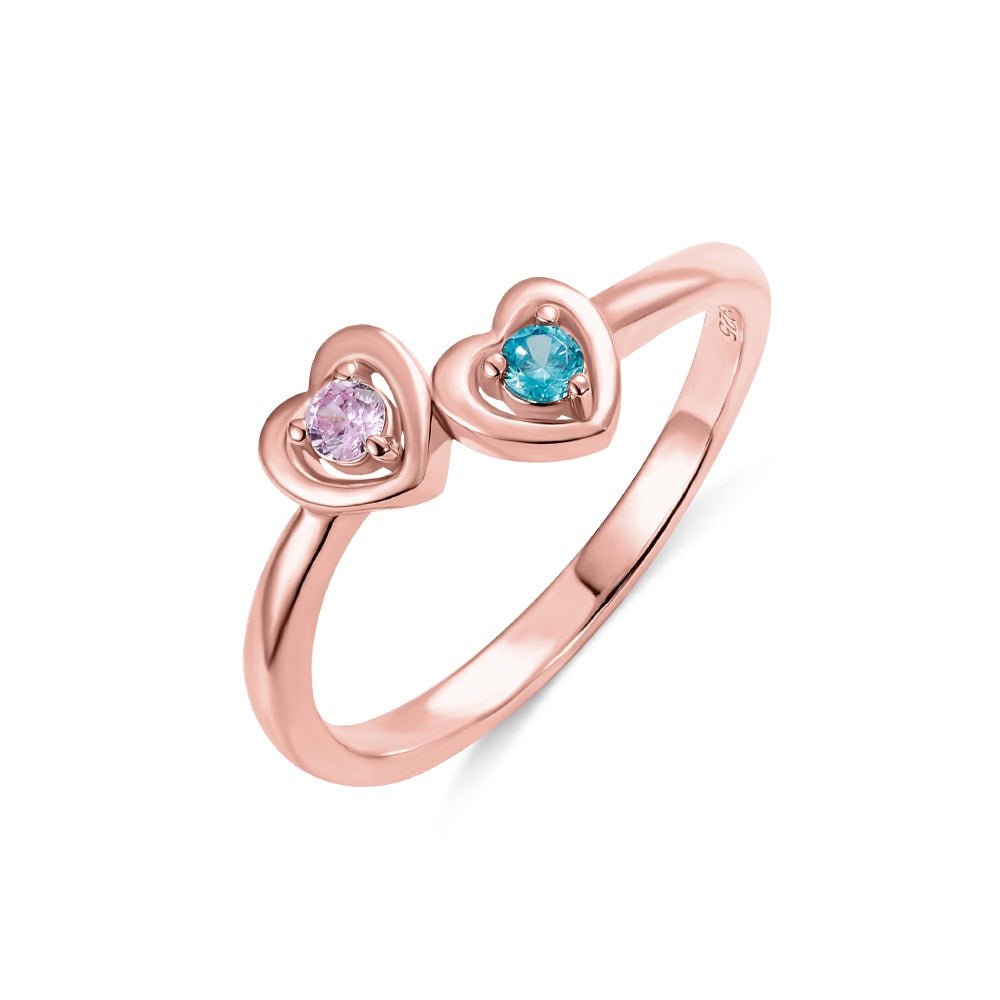 Double Heart Birthstone Ring - United Bracelets