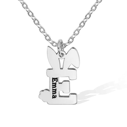 Easter Bunny Initial Necklace - United Bracelets