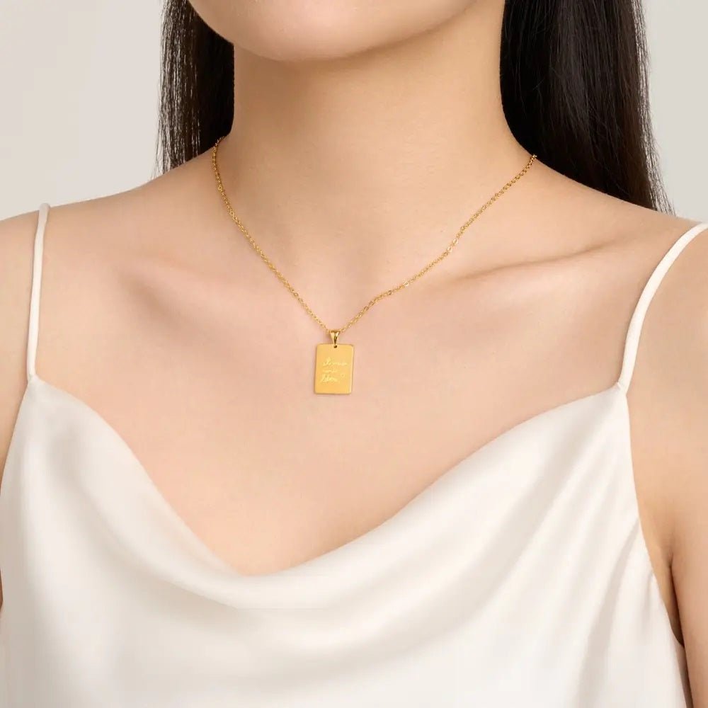 Engravable Rectangle Tag Pendant Necklace - United Bracelets