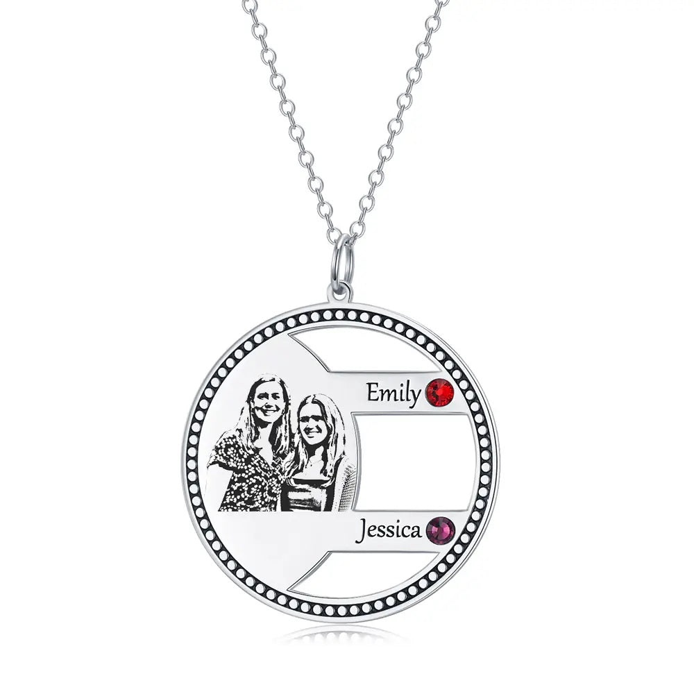 Engraved Family Portrait Necklace with Birthstones - United Bracelets