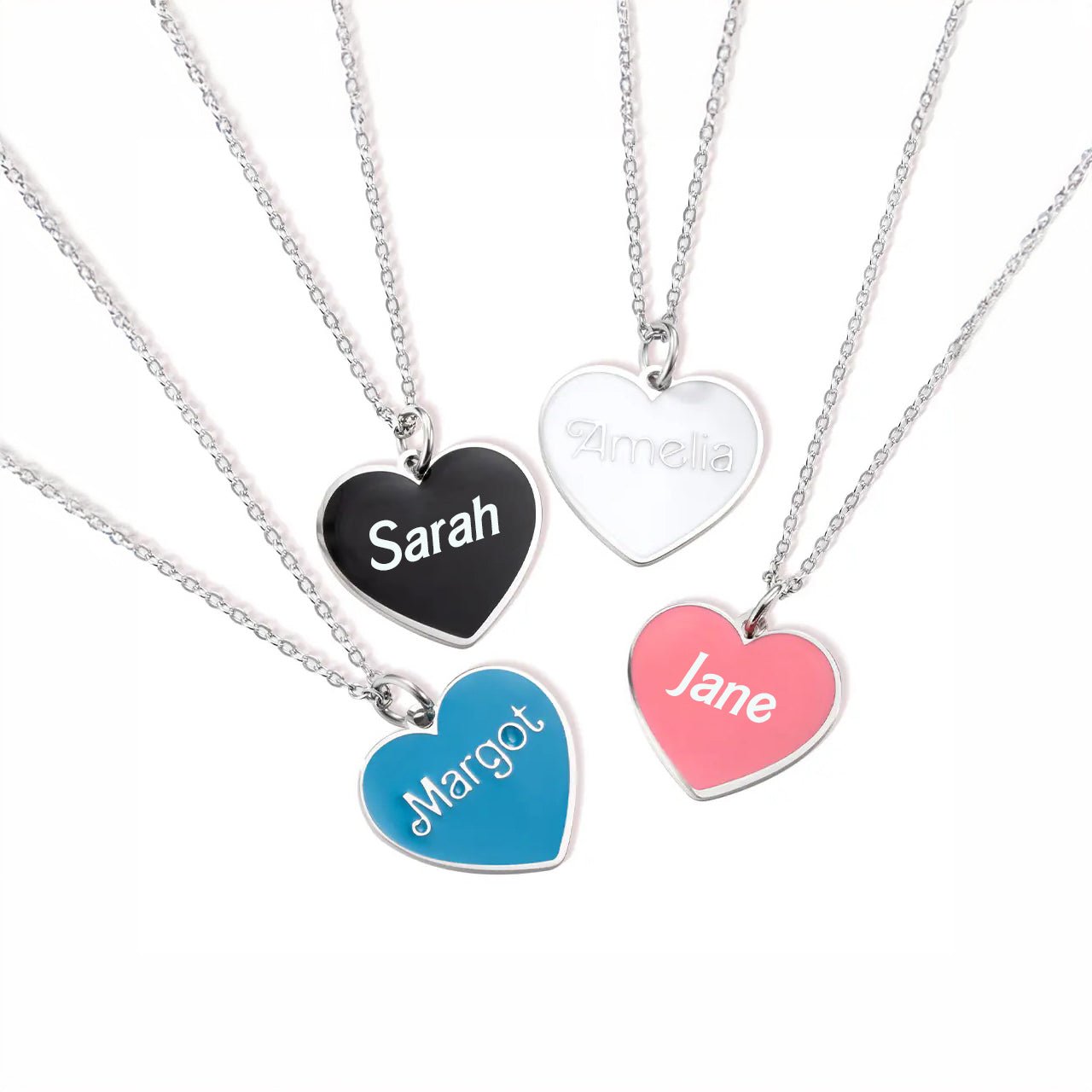 Engraved Heart Pendant with Cold Enamel - United Bracelets