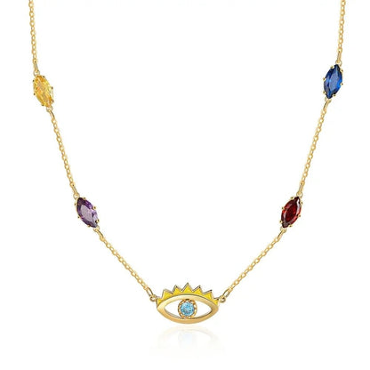 Evil Eye Necklace with 1 to 5 Birthstones - United Bracelets