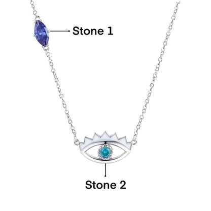 Evil Eye Necklace with 1 to 5 Birthstones - United Bracelets