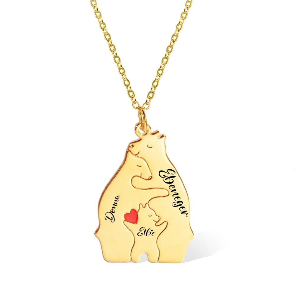 Family Bear Puzzle Necklace with Personalised Names - United Bracelets