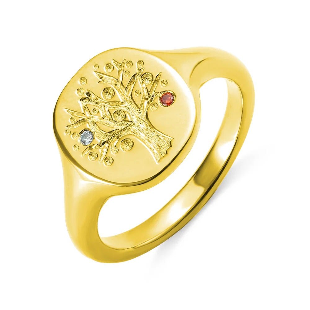 Family Tree Birthstone Signet Ring - United Bracelets