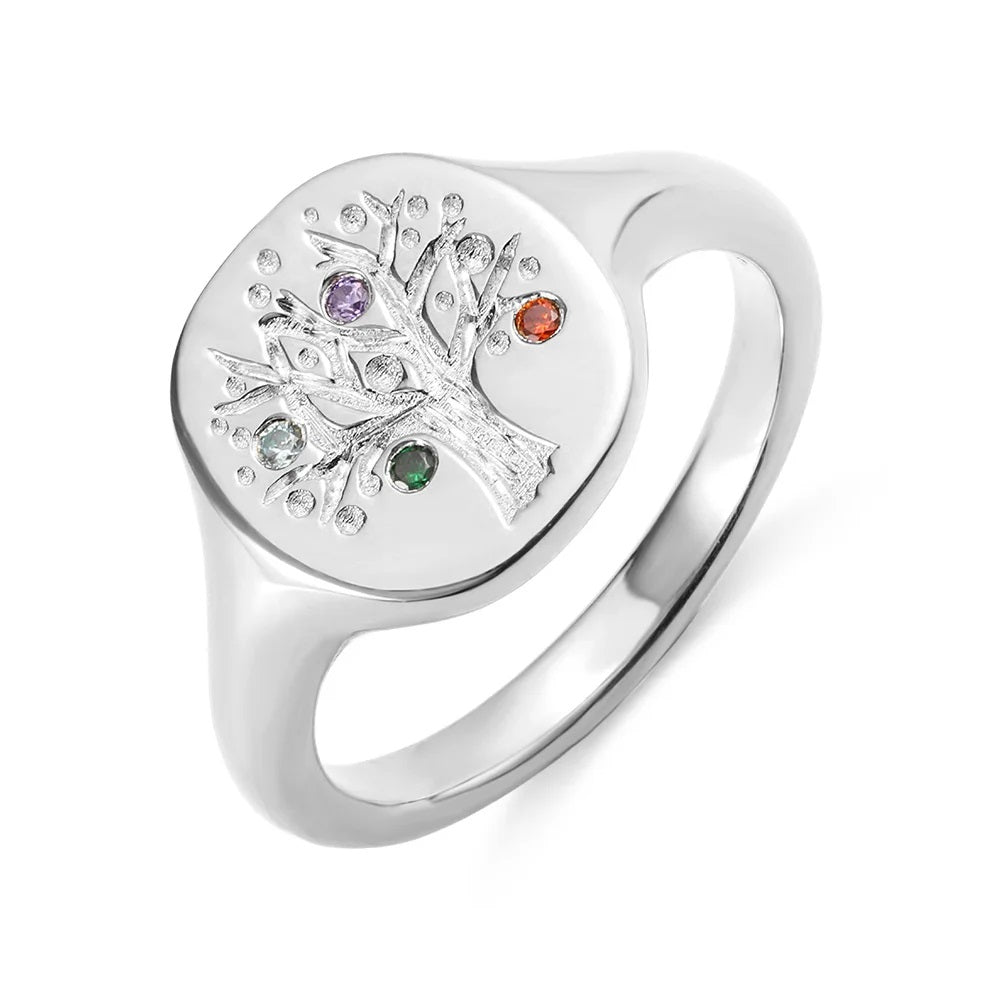 Family Tree Birthstone Signet Ring - United Bracelets