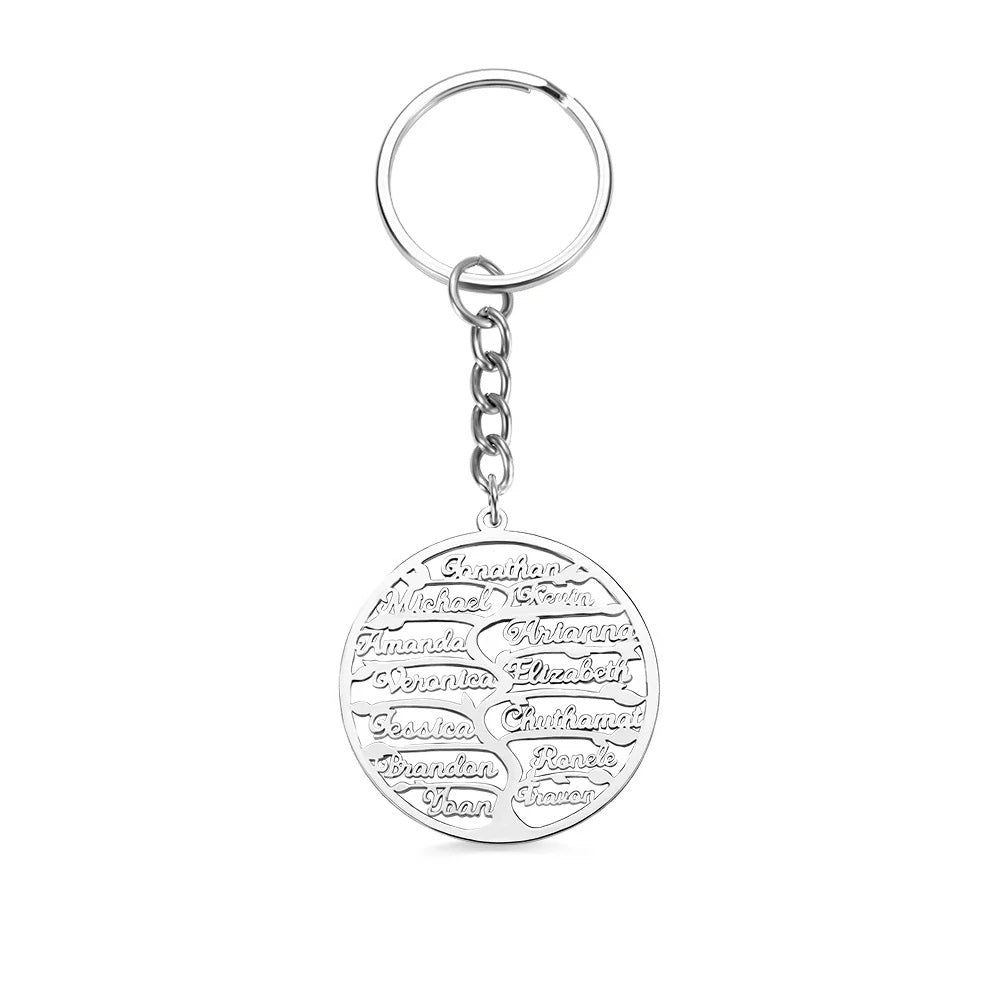 Family Tree Keychain with Personalised Names - United Bracelets