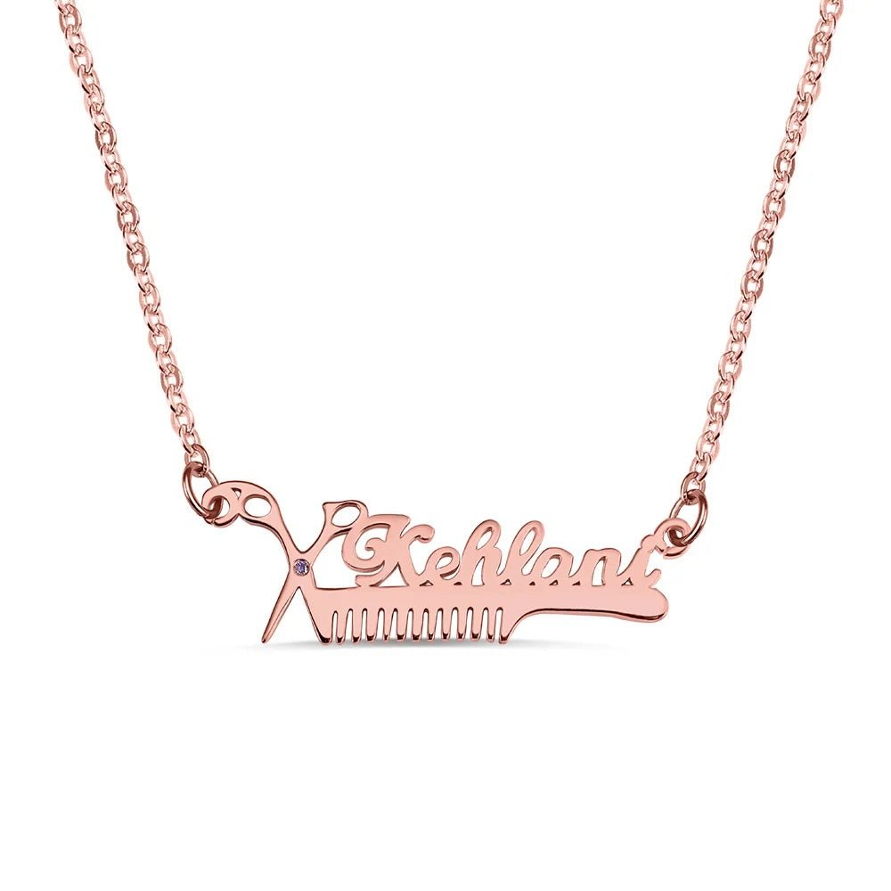 Hairdresser Birthstone Name Necklace - United Bracelets