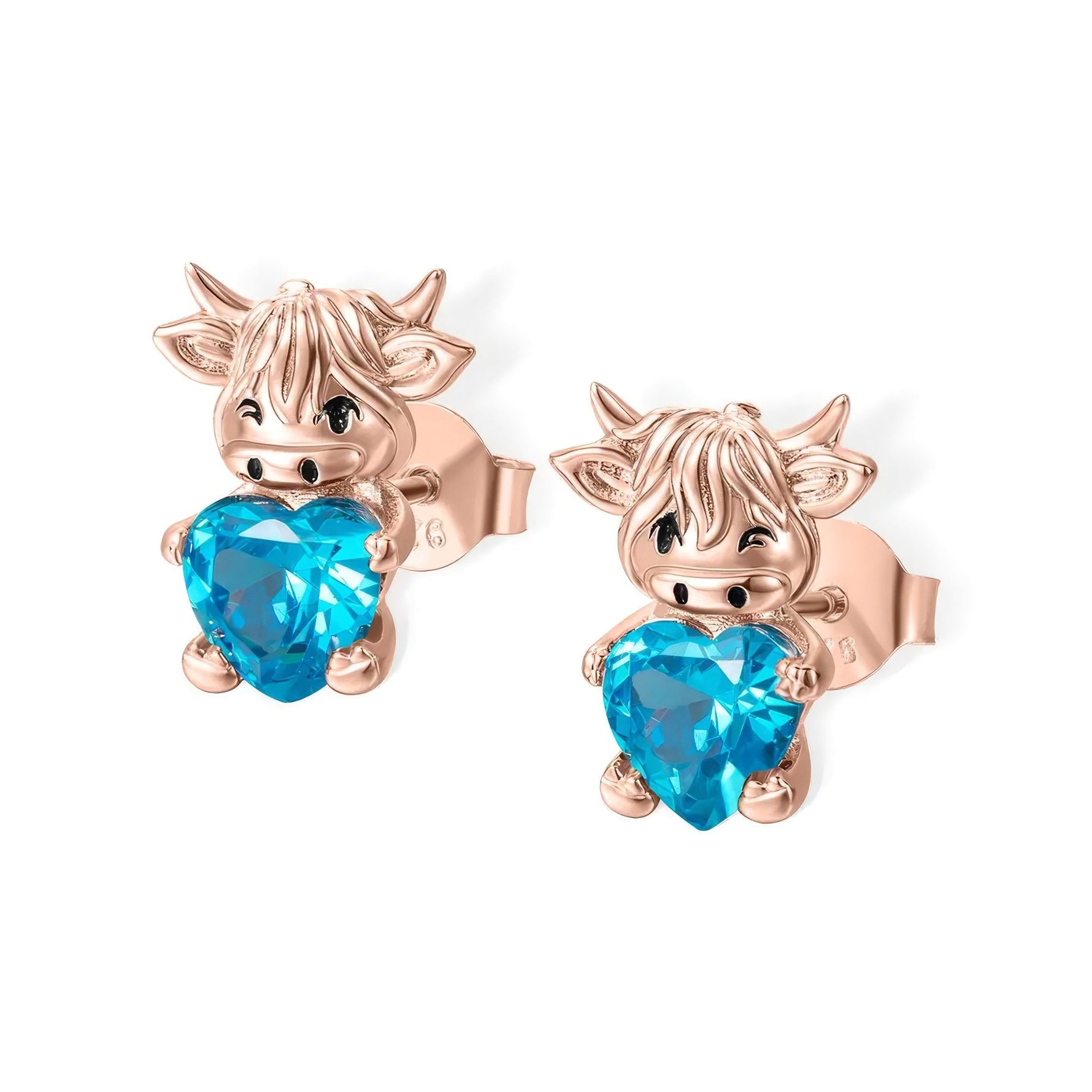 Highland Cow Birthstone Stud Earrings - United Bracelets
