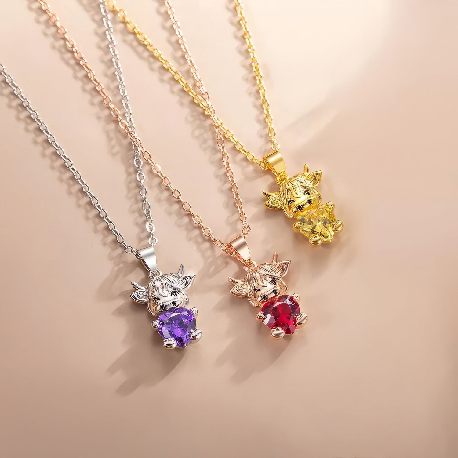 Highland Cow Necklace with Custom Birthstone - United Bracelets