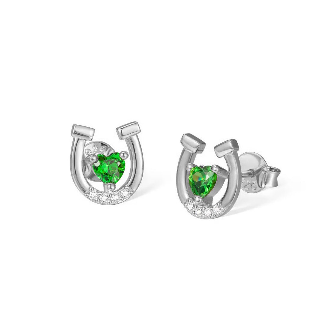 Horseshoe Stud Earrings with Personalised Birthstone - United Bracelets