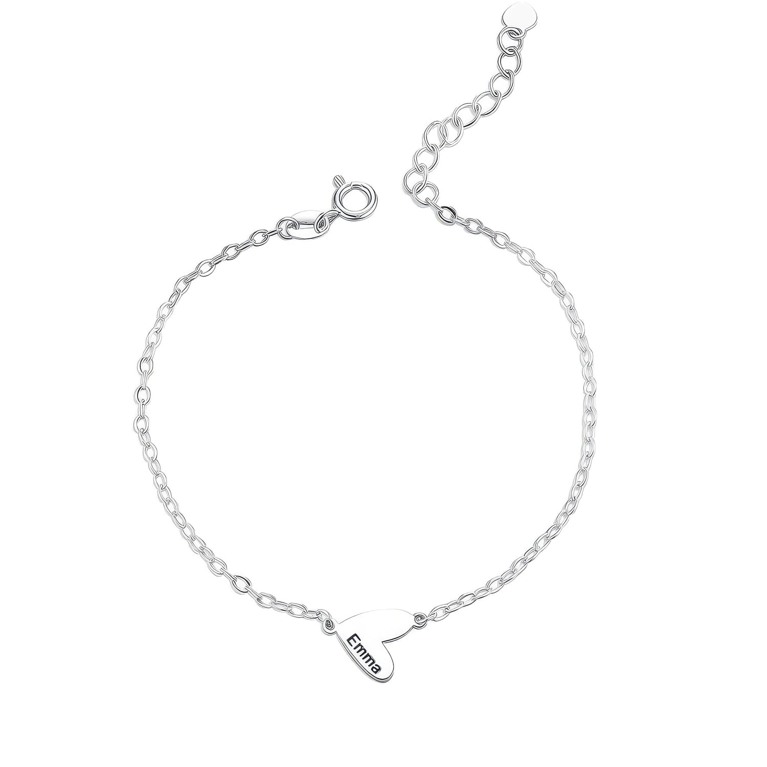 Heart Station Name Bracelet