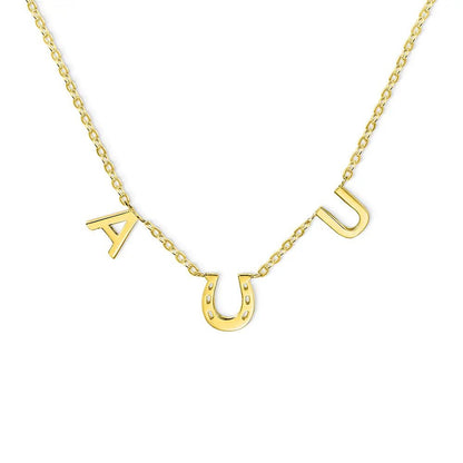 Lucky Horseshoe Initial Necklace - United Bracelets