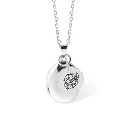 Oval Photo Locket with Personalised Birth Flower - United Bracelets