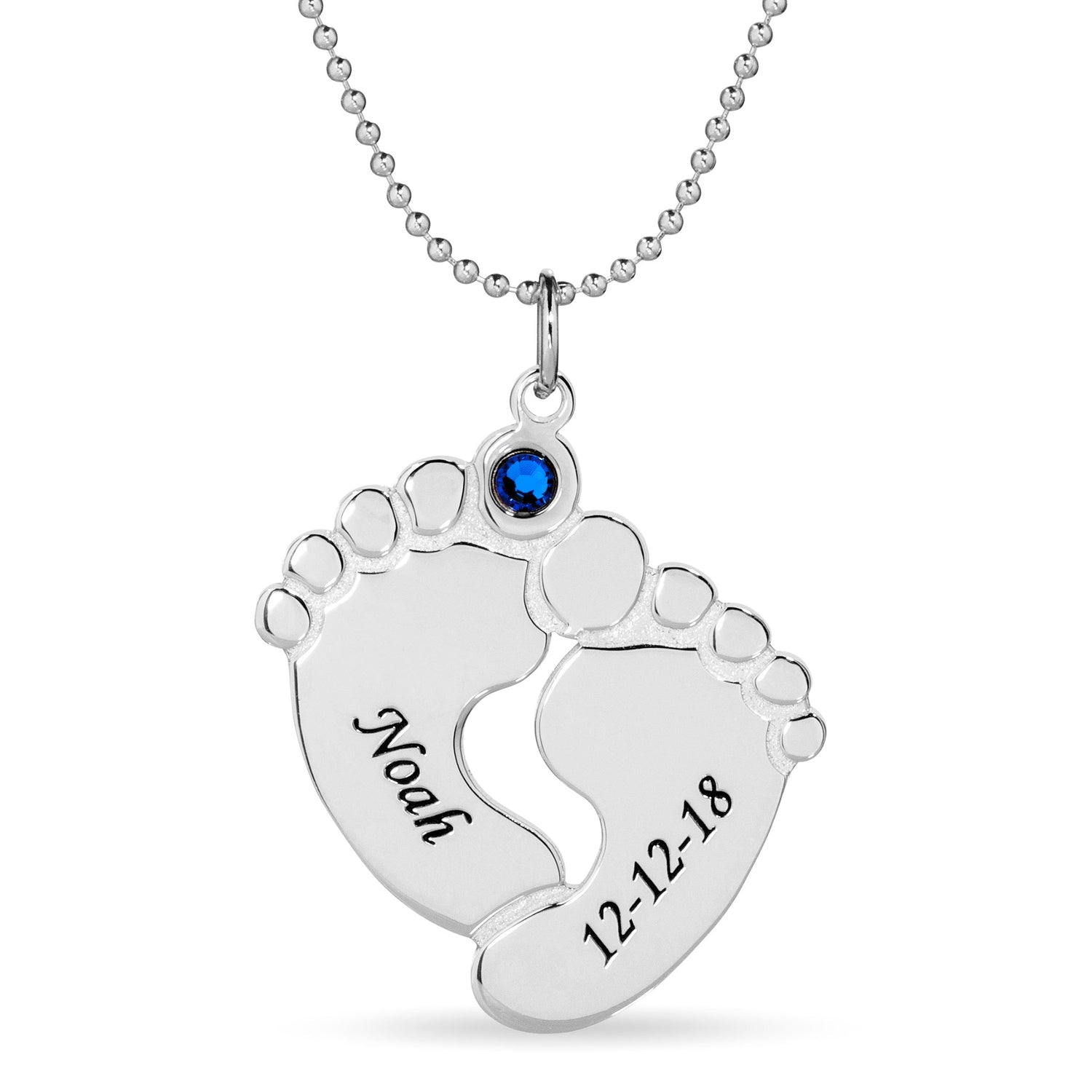 Personalised Baby Feet Necklace - Black Embossing - United Bracelets