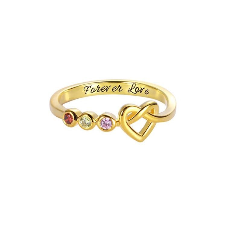 Personalised Birthstone Heart Ring - United Bracelets