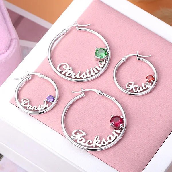 Personalised Birthstone Hoop Earrings - United Bracelets