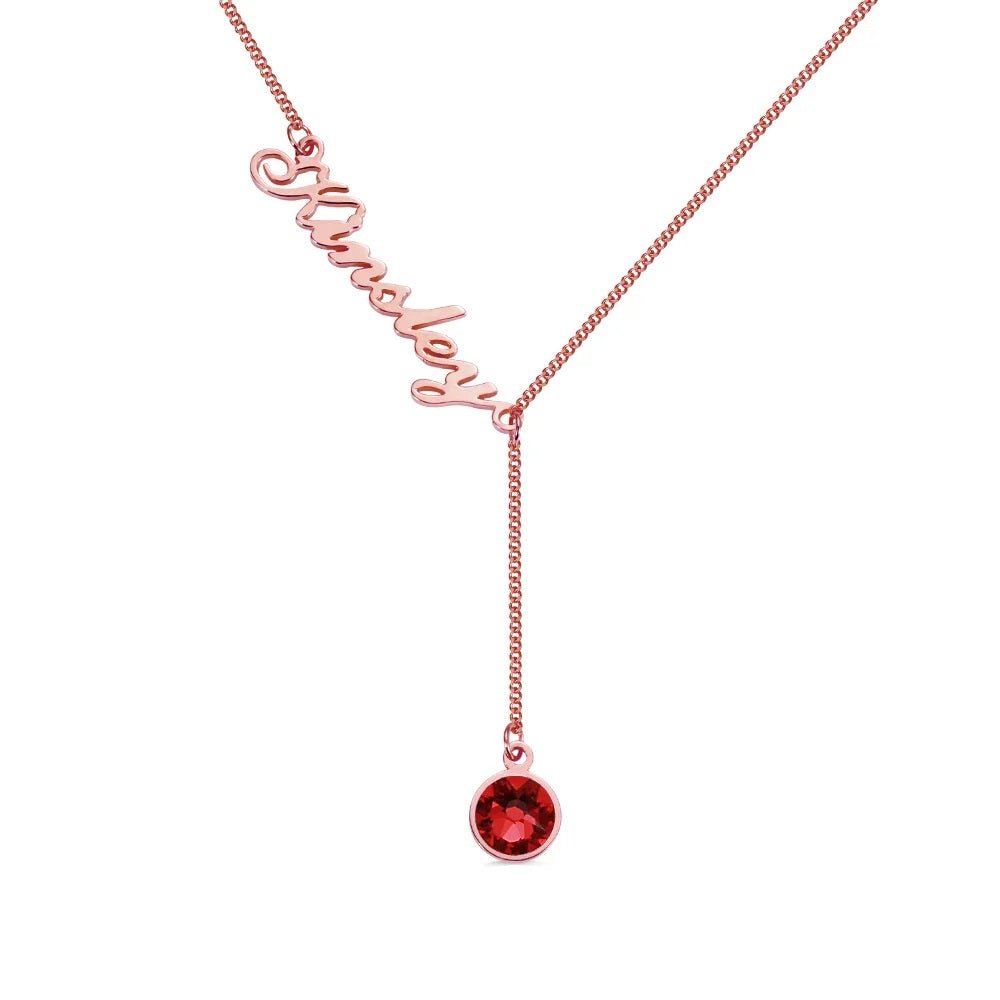 Personalised Birthstone Y Name Necklace - United Bracelets