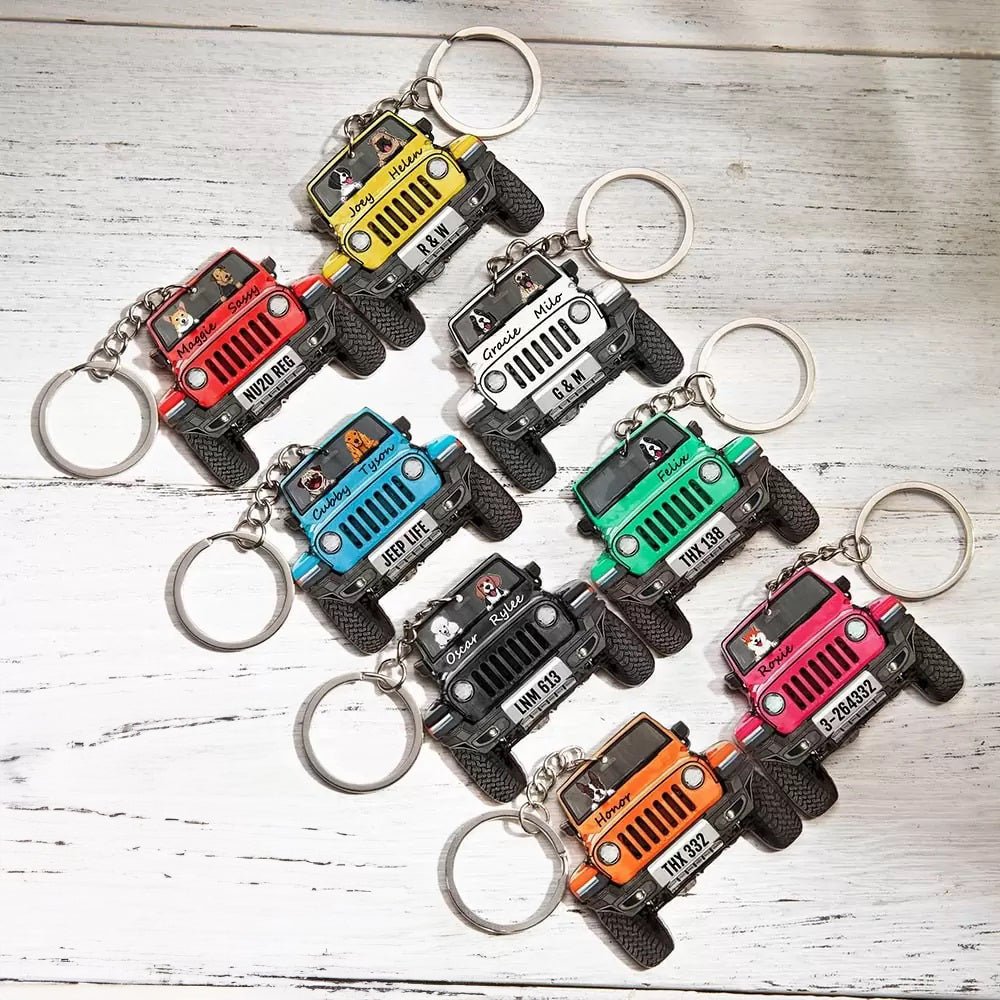 Personalised Jeep Dog Keychain - United Bracelets