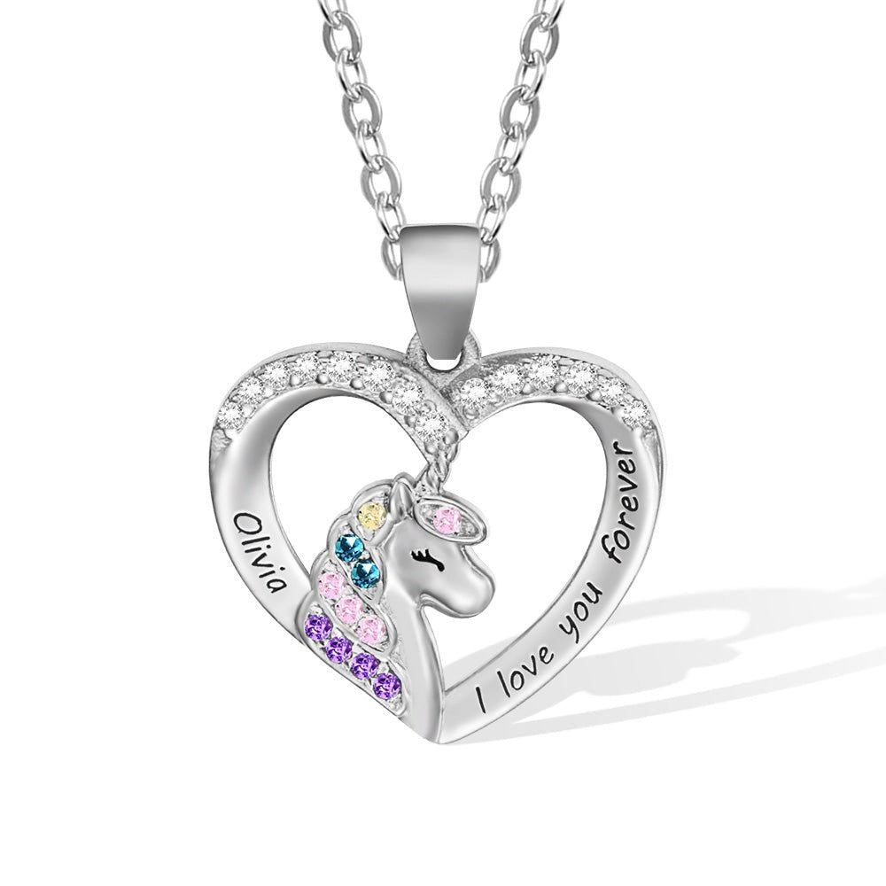 Personalised Unicorn Heart Necklace - United Bracelets