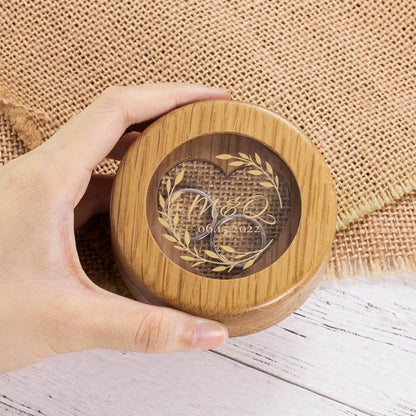 Personalised Wooden Wedding Ring Box - United Bracelets