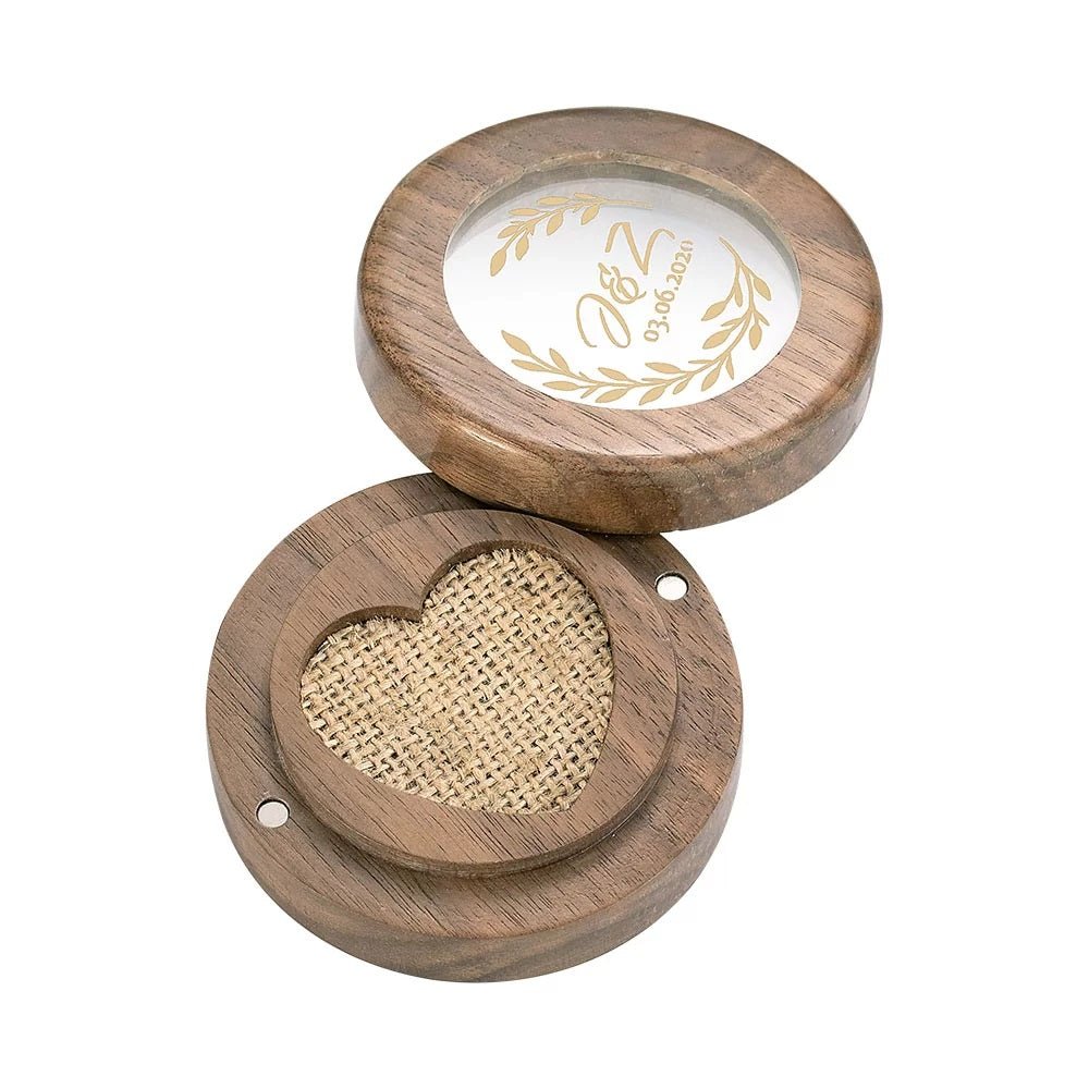 Personalised Wooden Wedding Ring Box - United Bracelets