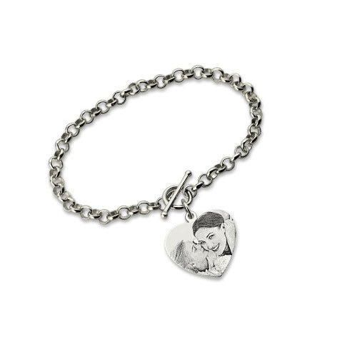 Photo Engraved Heart Bracelet - United Bracelets