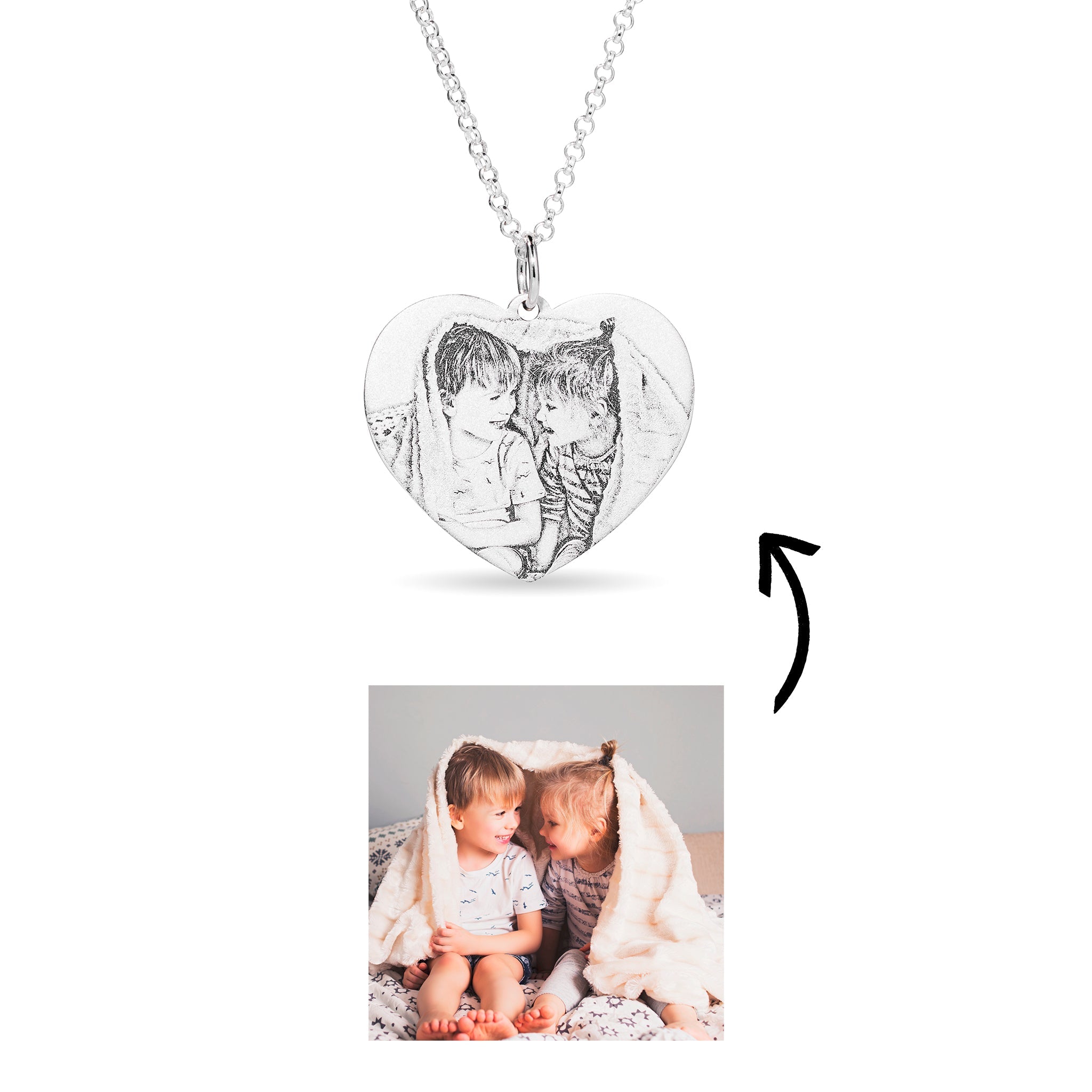 Photo Engraved Heart Necklace - United Bracelets