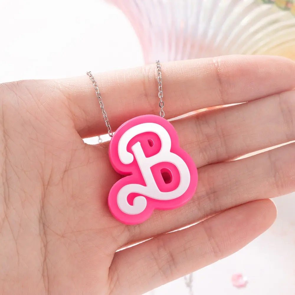 Pink 3D Initial Name Necklace - United Bracelets