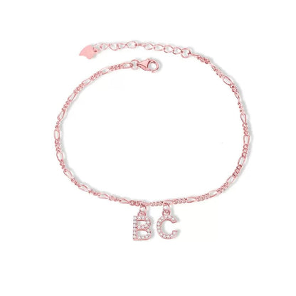 Sparkling Initial Anklet in Sterling Silver - United Bracelets