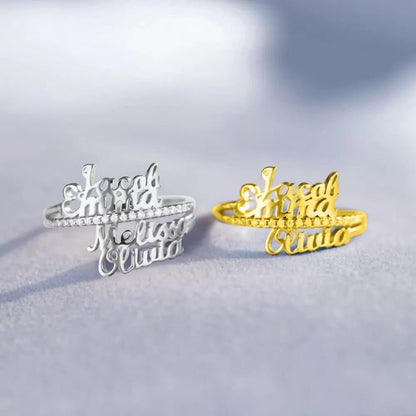 Sparkling Name Ring with 2–4 Names - United Bracelets