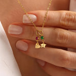 Star & Heart BIrthstone Initial Necklace - United Bracelets