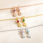 Star & Heart BIrthstone Initial Necklace - United Bracelets