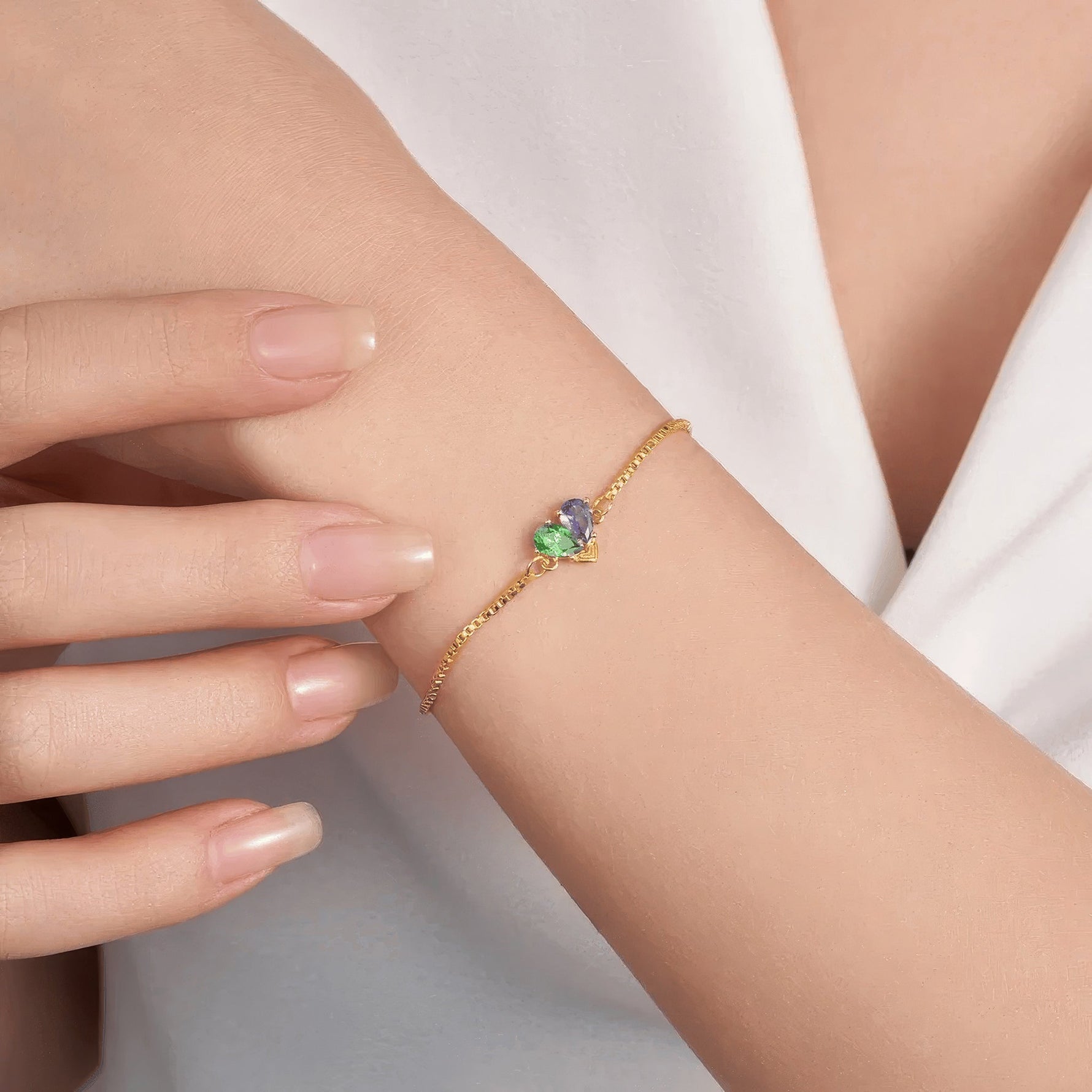 Toi et Moi Pear Birthstone Bracelet - United Bracelets