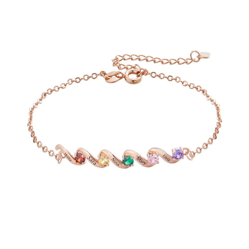 Twist Bracelet with 1 to 6 Birthstones - United Bracelets