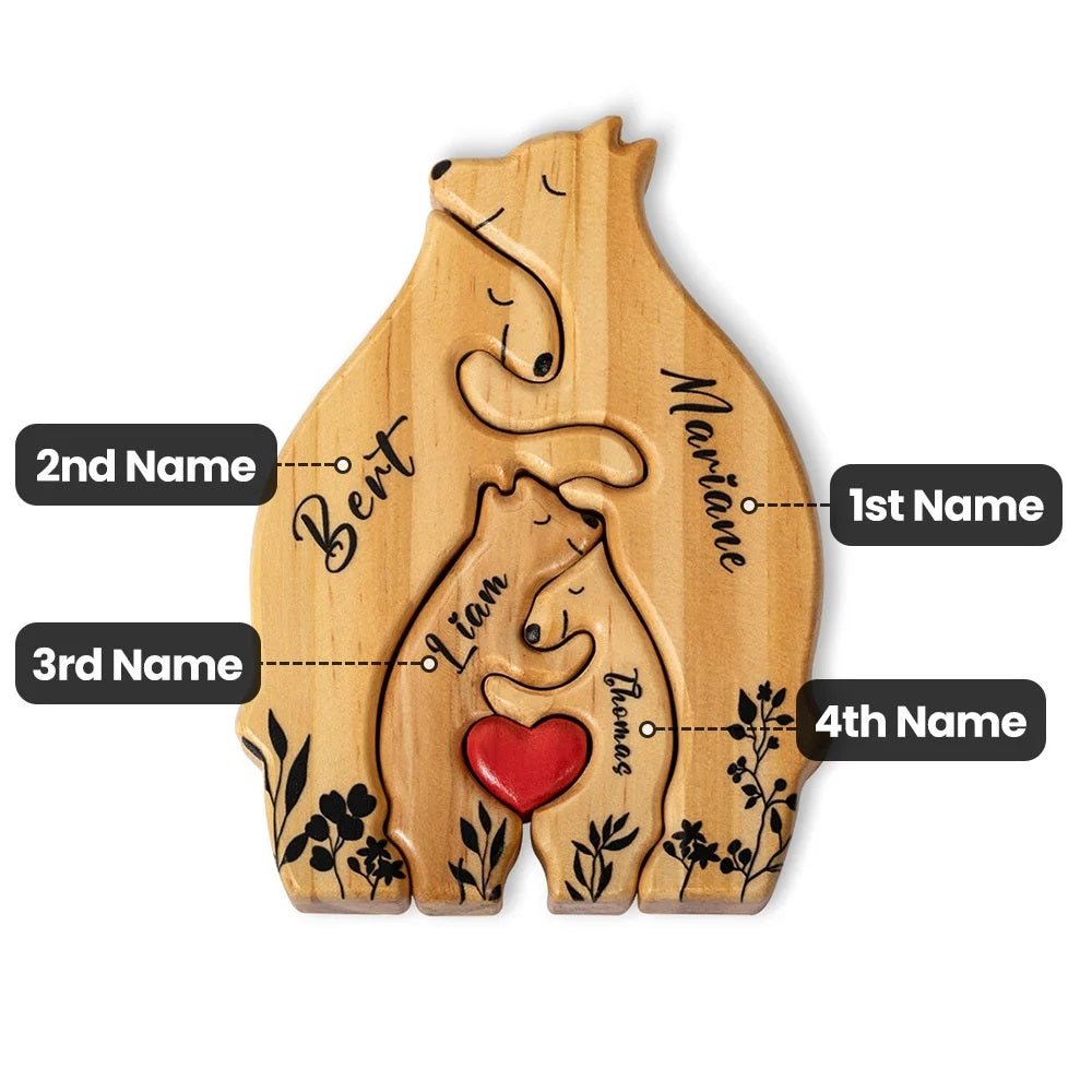 Wooden Bear Puzzle with Custom Names - United Bracelets